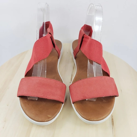 Corso Como Tanyah Sandal Size 10 Coral Red Asymmetrical Elastic Straps Slip on - Picture 4 of 16